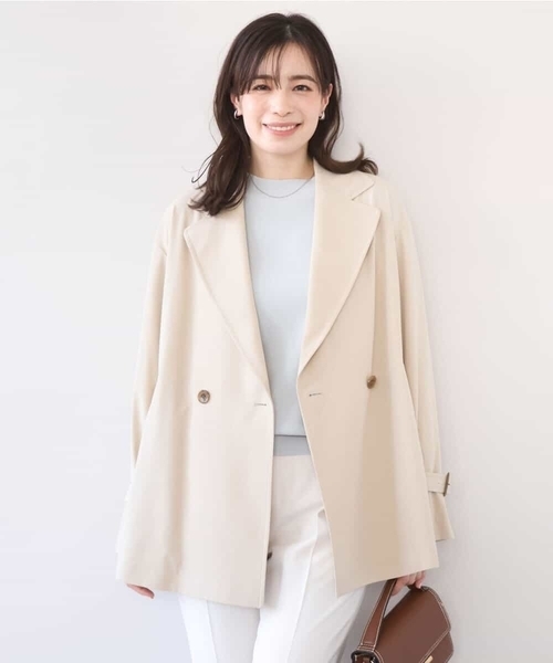 OFUON le MK(オフオンルエムケー)の「ショート丈ツイルトレンチコート/洗える/WEB限定サイズあり(トレンチコート・レディース・ミント/ベージュ/ダークグレー・40/38/36)」の2枚目の写真