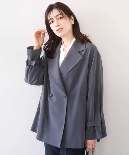 OFUON le MK(オフオンルエムケー)の「ショート丈ツイルトレンチコート/洗える/WEB限定サイズあり(トレンチコート・レディース・ミント/ベージュ/ダークグレー・40/38/36)」の13枚目の写真