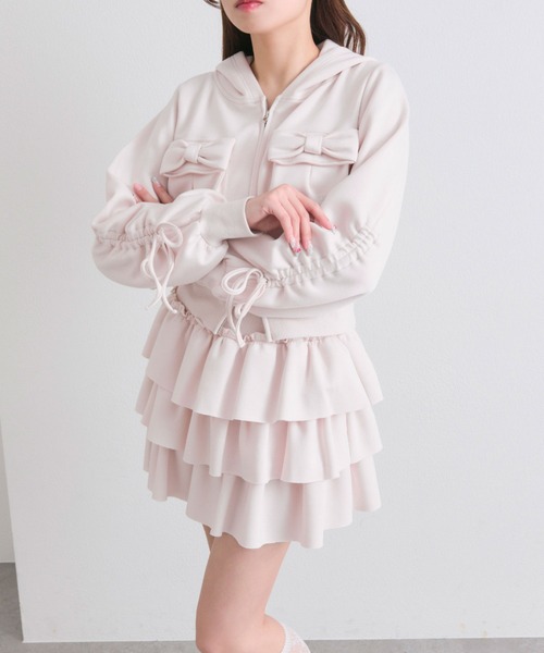 OLIVE des OLIVE（オリーブデオリーブ）の「【セットアップ対応】袖ドロストリボンコンパクトパーカー（パーカー・レディース・トップグレー/ネイビー/ピンク・FREE）」の13枚目の写真