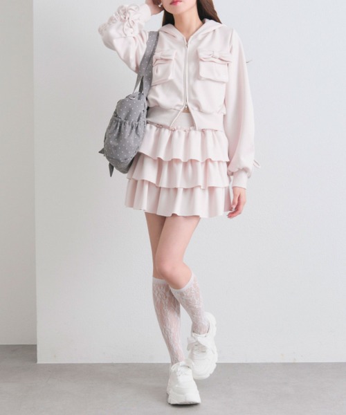 OLIVE des OLIVE（オリーブデオリーブ）の「【セットアップ対応】袖ドロストリボンコンパクトパーカー（パーカー・レディース・トップグレー/ネイビー/ピンク・FREE）」の10枚目の写真