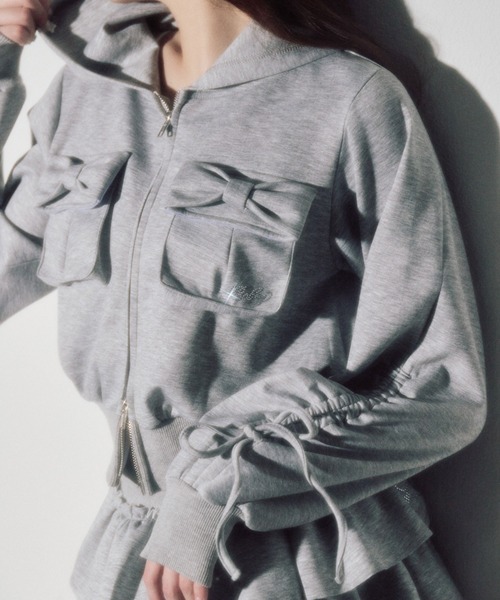 OLIVE des OLIVE（オリーブデオリーブ）の「【セットアップ対応】袖ドロストリボンコンパクトパーカー（パーカー・レディース・トップグレー/ネイビー/ピンク・FREE）」の22枚目の写真