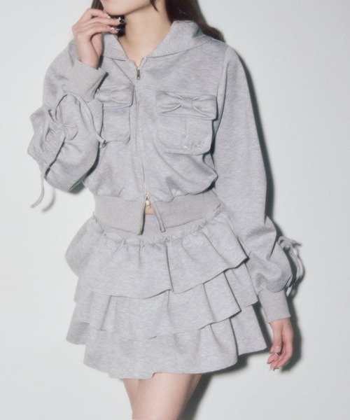 OLIVE des OLIVE（オリーブデオリーブ）の「【セットアップ対応】袖ドロストリボンコンパクトパーカー（パーカー・レディース・トップグレー/ネイビー/ピンク・FREE）」の21枚目の写真