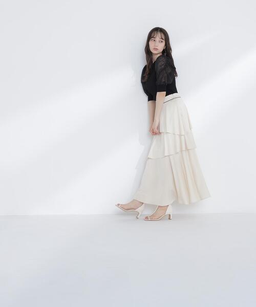 NATURAL BEAUTY BASIC（ナチュラルビューティーベーシック）の「◇アシンメトリーティアードスカート（スカート・レディース・グレー系その他/ベージュ系その他・MEDIUM/P/S）」の6枚目の写真