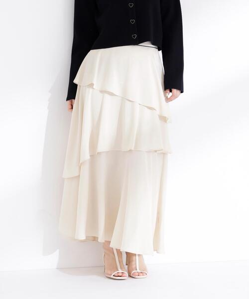 NATURAL BEAUTY BASIC（ナチュラルビューティーベーシック）の「◇アシンメトリーティアードスカート（スカート・レディース・グレー系その他/ベージュ系その他・MEDIUM/P/S）」の4枚目の写真