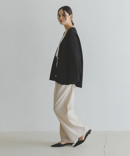 Noble（ノーブル）の「《WEB限定追加》接結ジャケットライクカーディガン（カーディガン/ボレロ・レディース・ライトグレー/ホワイト/ブラック・FREE）」の7枚目の写真