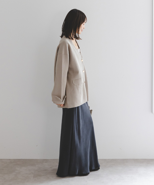 Noble（ノーブル）の「《WEB限定追加》接結ジャケットライクカーディガン（カーディガン/ボレロ・レディース・ライトグレー/ホワイト/ブラック・FREE）」の9枚目の写真