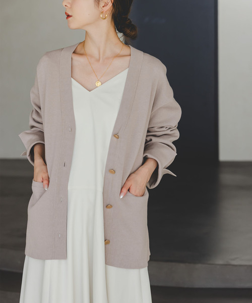 Noble（ノーブル）の「《WEB限定追加》接結ジャケットライクカーディガン（カーディガン/ボレロ・レディース・ライトグレー/ホワイト/ブラック・FREE）」の12枚目の写真