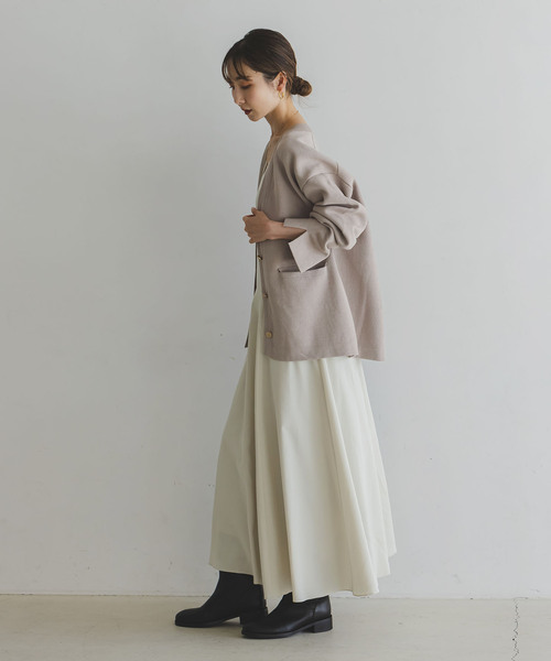 Noble（ノーブル）の「《WEB限定追加》接結ジャケットライクカーディガン（カーディガン/ボレロ・レディース・ライトグレー/ホワイト/ブラック・FREE）」の15枚目の写真