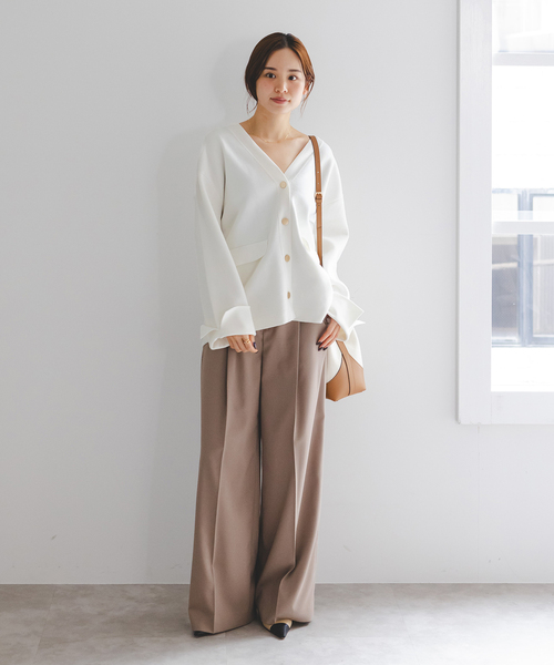 Noble（ノーブル）の「《WEB限定追加》接結ジャケットライクカーディガン（カーディガン/ボレロ・レディース・ライトグレー/ホワイト/ブラック・FREE）」の18枚目の写真