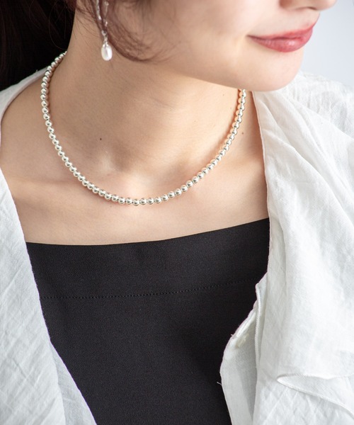 Harpo（アルポ）の「【Harpo/アルポ】シルバー ネックレス ナバホパール ビーズ5㎜（ネックレス・レディース・シルバー・FREE）」の5枚目の写真