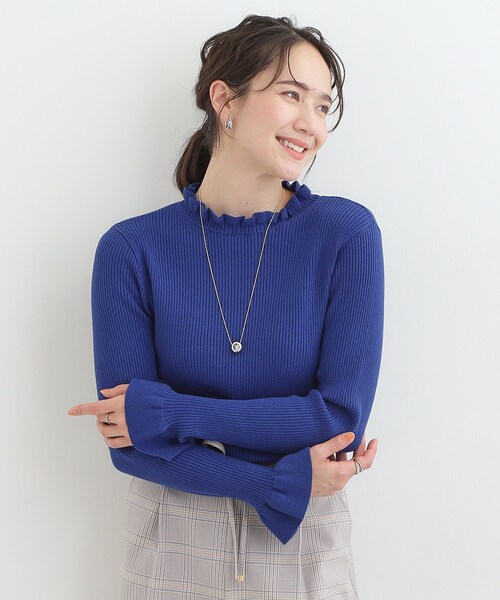 SHOO・LA・RUE（シューラルー）の「【洗濯機可/S-LL】フリルで上品 やわらかリブニット（ニット/セーター・レディース・オフホワイト/ブルー系その他/オレンジ/ブラック・03/02/01/04）」の17枚目の写真