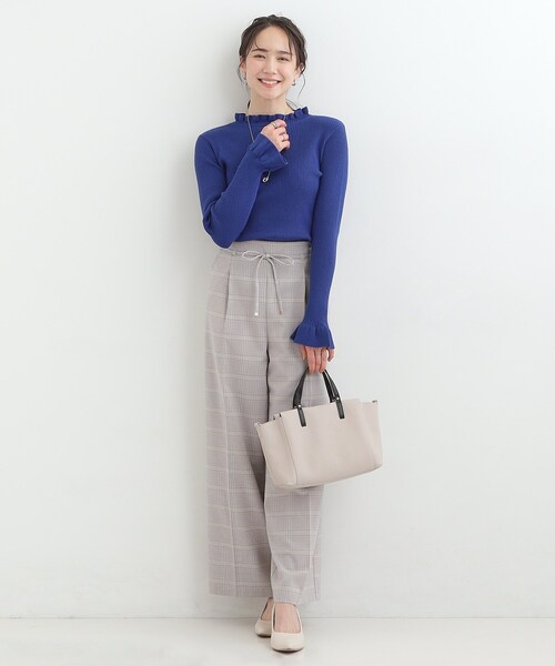 SHOO・LA・RUE（シューラルー）の「【洗濯機可/S-LL】フリルで上品 やわらかリブニット（ニット/セーター・レディース・オフホワイト/ブルー系その他/オレンジ/ブラック・03/02/01/04）」の19枚目の写真