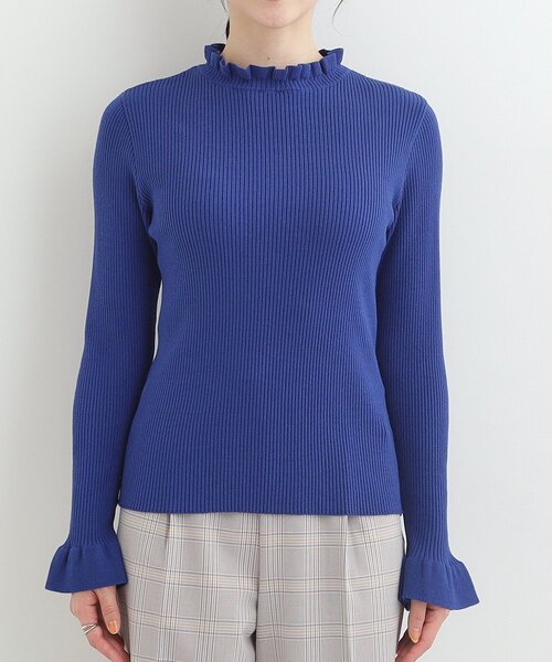 SHOO・LA・RUE（シューラルー）の「【洗濯機可/S-LL】フリルで上品 やわらかリブニット（ニット/セーター・レディース・オフホワイト/ブルー系その他/オレンジ/ブラック・03/02/01/04）」の21枚目の写真