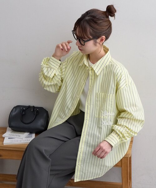 DISCOAT（ディスコート）の「【Enlude】アソート刺繍ロゴシャツ《ユニセックス》（シャツ/ブラウス・レディース・ブルー/イエロー/サックスブルー・FREE）」の3枚目の写真