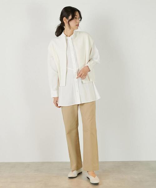 MELROSE claire（メルローズ クレール）の「【麻タッチ片畦ハイネックジップアップベスト】（ベスト・レディース・グレイッシュベージュ/ブラック/オフホワイト・FREE）」の13枚目の写真