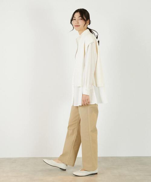 MELROSE claire（メルローズ クレール）の「【麻タッチ片畦ハイネックジップアップベスト】（ベスト・レディース・グレイッシュベージュ/ブラック/オフホワイト・FREE）」の9枚目の写真
