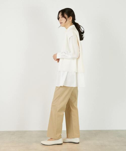 MELROSE claire（メルローズ クレール）の「【麻タッチ片畦ハイネックジップアップベスト】（ベスト・レディース・グレイッシュベージュ/ブラック/オフホワイト・FREE）」の10枚目の写真