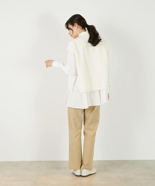 MELROSE claire（メルローズ クレール）の「【麻タッチ片畦ハイネックジップアップベスト】（ベスト・レディース・グレイッシュベージュ/ブラック/オフホワイト・FREE）」の11枚目の写真