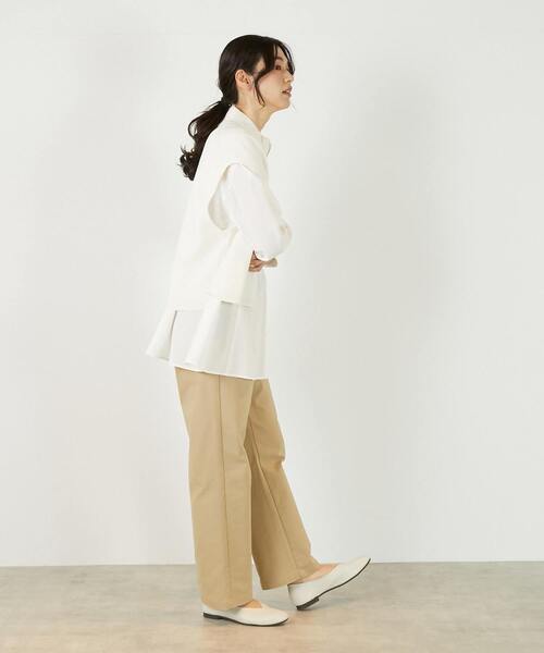 MELROSE claire（メルローズ クレール）の「【麻タッチ片畦ハイネックジップアップベスト】（ベスト・レディース・グレイッシュベージュ/ブラック/オフホワイト・FREE）」の12枚目の写真