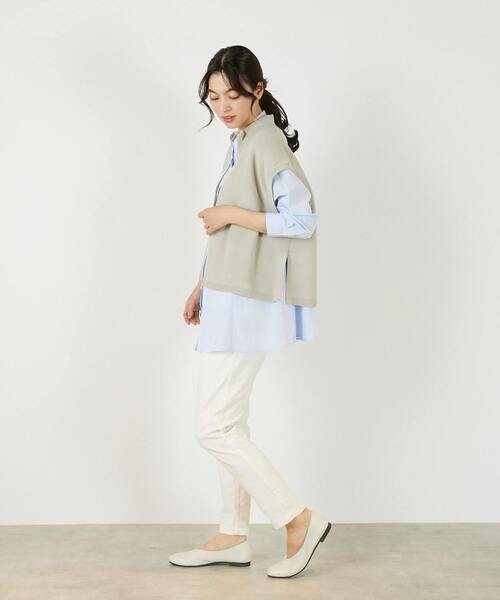 MELROSE claire（メルローズ クレール）の「【麻タッチ片畦ハイネックジップアップベスト】（ベスト・レディース・グレイッシュベージュ/ブラック/オフホワイト・FREE）」の18枚目の写真
