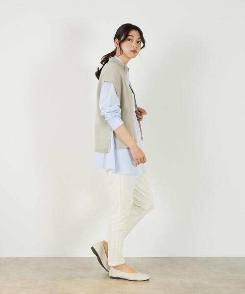 MELROSE claire（メルローズ クレール）の「【麻タッチ片畦ハイネックジップアップベスト】（ベスト・レディース・グレイッシュベージュ/ブラック/オフホワイト・FREE）」の14枚目の写真