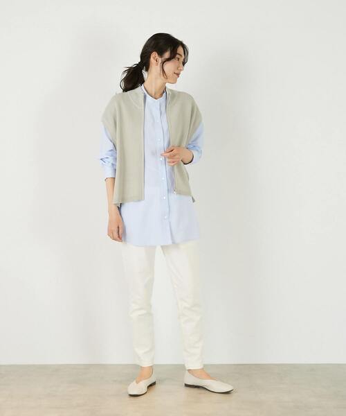 MELROSE claire（メルローズ クレール）の「【麻タッチ片畦ハイネックジップアップベスト】（ベスト・レディース・グレイッシュベージュ/ブラック/オフホワイト・FREE）」の15枚目の写真