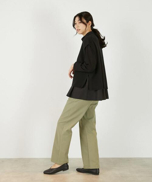 MELROSE claire（メルローズ クレール）の「【麻タッチ片畦ハイネックジップアップベスト】（ベスト・レディース・グレイッシュベージュ/ブラック/オフホワイト・FREE）」の20枚目の写真