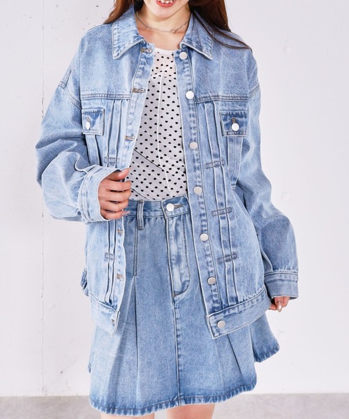 archives(アルシーヴ)の「タックミドルGジャン(デニムジャケット・レディース・ブルー/ブラック・MEDIUM)」の2枚目の写真