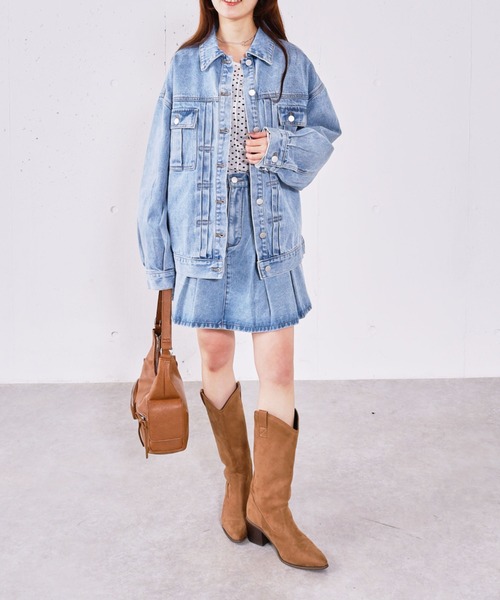 archives(アルシーヴ)の「タックミドルGジャン(デニムジャケット・レディース・ブルー/ブラック・MEDIUM)」の9枚目の写真