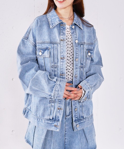 archives(アルシーヴ)の「タックミドルGジャン(デニムジャケット・レディース・ブルー/ブラック・MEDIUM)」の3枚目の写真