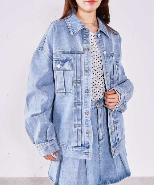 archives(アルシーヴ)の「タックミドルGジャン(デニムジャケット・レディース・ブルー/ブラック・MEDIUM)」の4枚目の写真