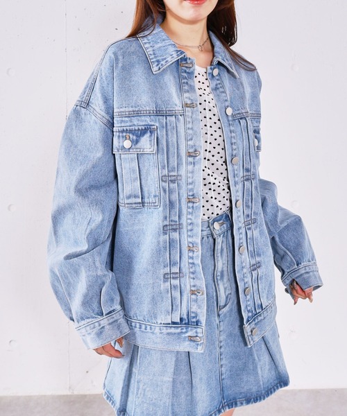 archives(アルシーヴ)の「タックミドルGジャン(デニムジャケット・レディース・ブルー/ブラック・MEDIUM)」の5枚目の写真