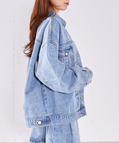 archives(アルシーヴ)の「タックミドルGジャン(デニムジャケット・レディース・ブルー/ブラック・MEDIUM)」の7枚目の写真