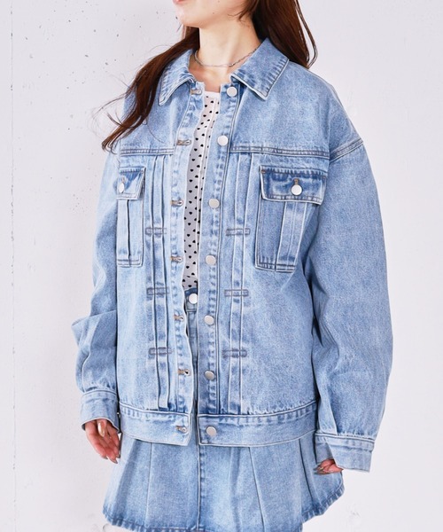 archives(アルシーヴ)の「タックミドルGジャン(デニムジャケット・レディース・ブルー/ブラック・MEDIUM)」の6枚目の写真