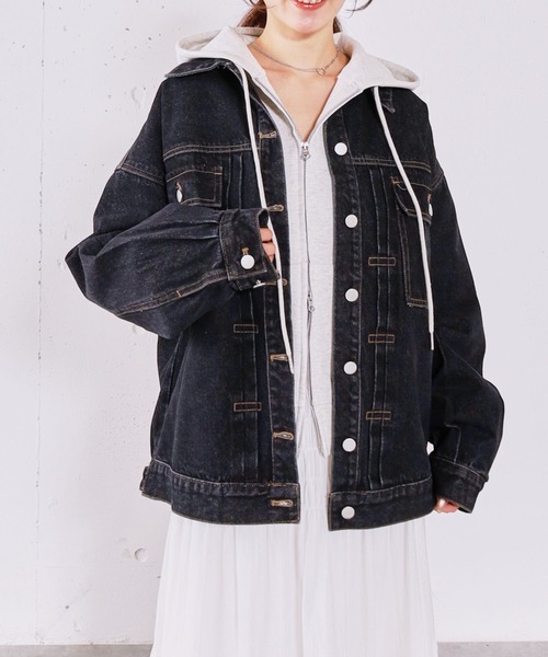 archives(アルシーヴ)の「タックミドルGジャン(デニムジャケット・レディース・ブルー/ブラック・MEDIUM)」の16枚目の写真