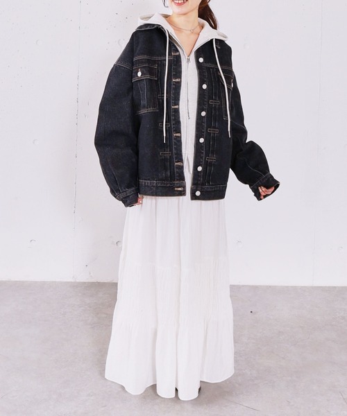 archives(アルシーヴ)の「タックミドルGジャン(デニムジャケット・レディース・ブルー/ブラック・MEDIUM)」の21枚目の写真