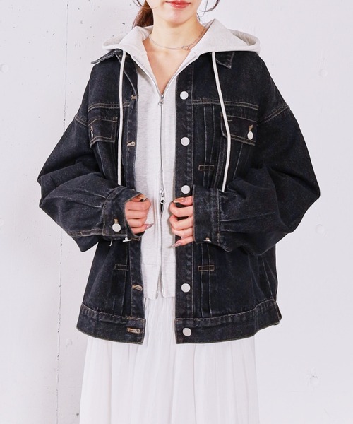 archives(アルシーヴ)の「タックミドルGジャン(デニムジャケット・レディース・ブルー/ブラック・MEDIUM)」の17枚目の写真