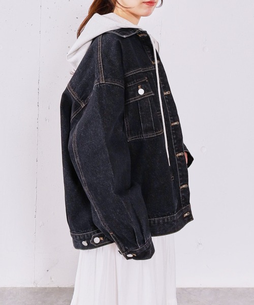 archives(アルシーヴ)の「タックミドルGジャン(デニムジャケット・レディース・ブルー/ブラック・MEDIUM)」の19枚目の写真