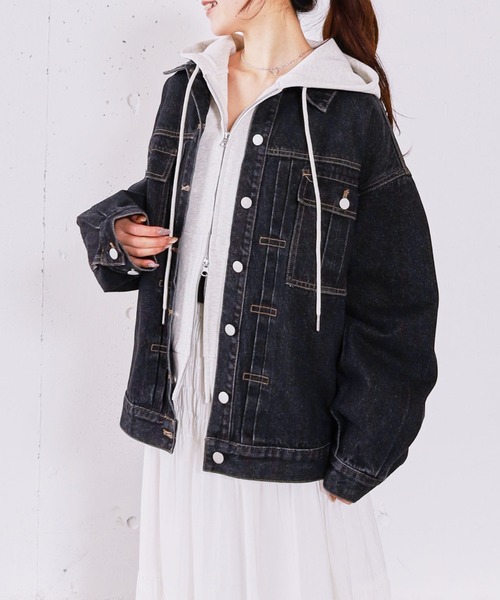 archives(アルシーヴ)の「タックミドルGジャン(デニムジャケット・レディース・ブルー/ブラック・MEDIUM)」の18枚目の写真