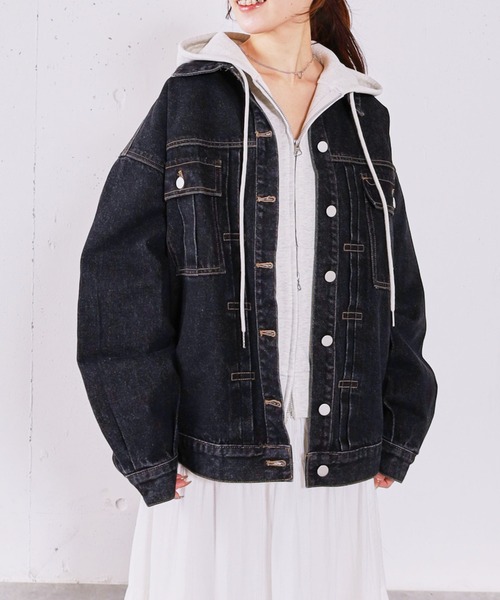 archives(アルシーヴ)の「タックミドルGジャン(デニムジャケット・レディース・ブルー/ブラック・MEDIUM)」の15枚目の写真