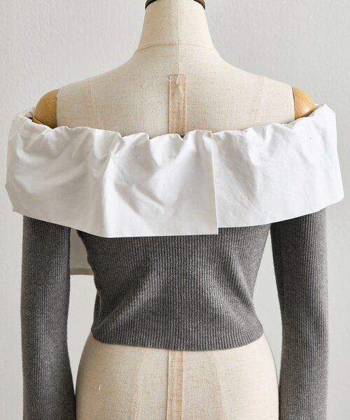 OLIVE des OLIVE(オリーブデオリーブ)の「【Belle Charme】Big Ribbon Offshoulder Knit(ニット/セーター・レディース・ブラック/チャコールグレー・FREE)」の19枚目の写真