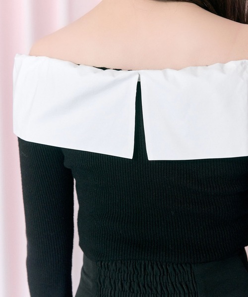 OLIVE des OLIVE（オリーブデオリーブ）の「【Belle Charme】Big Ribbon Offshoulder Knit（ニット/セーター・レディース・ブラック/チャコールグレー・FREE）」の9枚目の写真