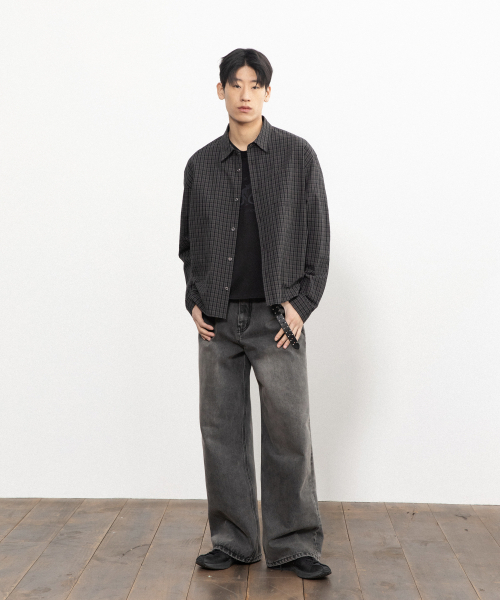 BEGIN202（ビギン202）の「ラフウェーブワイドデニムパンツ [ヴィンテージライトブラック]（デニムパンツ・メンズ・その他・1/3/2）」の2枚目の写真