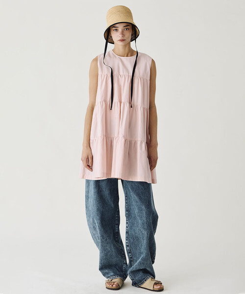 GYMPHLEX(ジムフレックス)の「Gymphlex | コットンブロード ティアードチュニック WOMEN(チュニック・レディース・ピンク/ブラック/オフホワイト・14)」の11枚目の写真