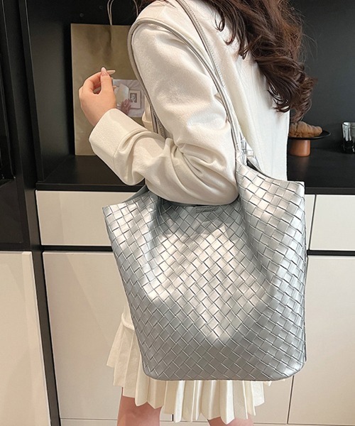 ONEP STAR(ワンピスター)の「ミニバック付き×メッシュ編みトートバッグ(トートバッグ・レディース・ブラック/ピンク/シルバー/オフホワイト・FREE)」の8枚目の写真