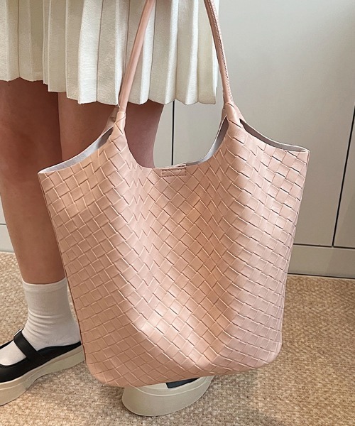 ONEP STAR(ワンピスター)の「ミニバック付き×メッシュ編みトートバッグ(トートバッグ・レディース・ブラック/ピンク/シルバー/オフホワイト・FREE)」の12枚目の写真