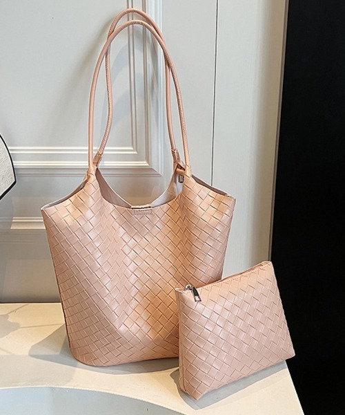 ONEP STAR(ワンピスター)の「ミニバック付き×メッシュ編みトートバッグ(トートバッグ・レディース・ブラック/ピンク/シルバー/オフホワイト・FREE)」の13枚目の写真