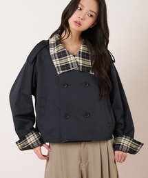 hazyl（ヘイジル）の「classic check short trench / クラシックチェックショートトレンチ（ブルゾン）」