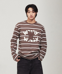 Wacky WiLLy（ワッキーウィリー）の「ワンポイントストライプロングスリーブブラウン（Tシャツ/カットソー）」