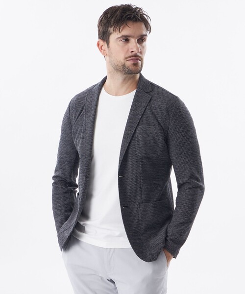 EPOCA UOMO(エポカウォモ)の「メッシュジャージーカットソージャケット(テーラードジャケット・メンズ・ライトグレー/ネイビー・48/46)」の2枚目の写真